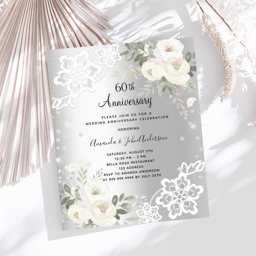 Silver diamond 60th wedding anniversary invitation