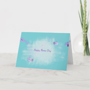 silver diamond bling abstract Name Day Card