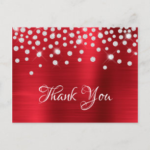 Silver Diamond Confetti Red Satin Gradient Foil Postcard