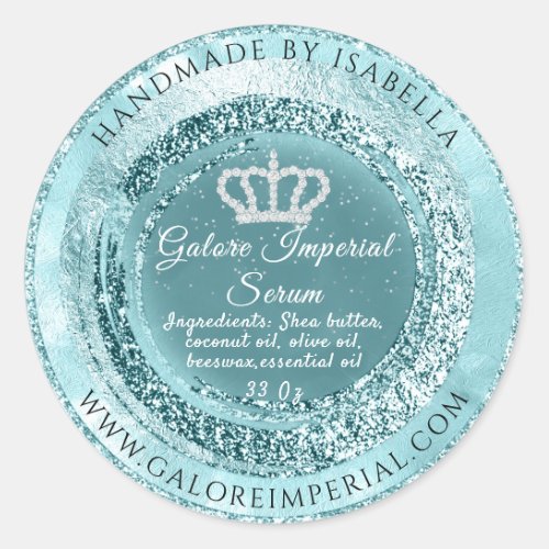 Silver Diamond Crown Blue Framed Princess Royal  Classic Round Sticker