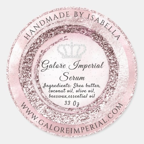 Silver Diamond Crown Frame Glitter Princess Royal Classic Round Sticker