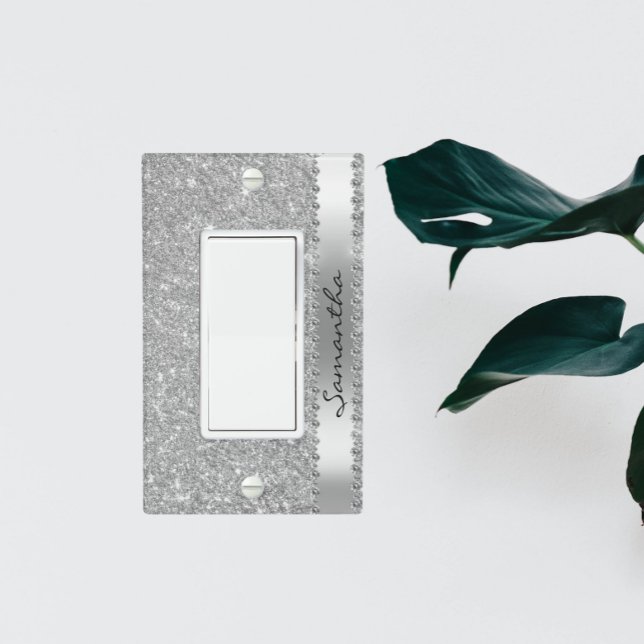 Silver  Diamond Glitter Bling Girly Rocker  Light Switch Cover (Creator Uploaded)