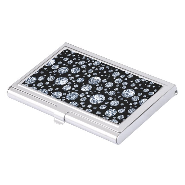 Silver Diamond Glitter Bling rhinestone Business Card Case (Front)