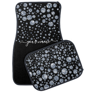 Silver Diamond Glitter Bling rhinestone Car Floor Mat