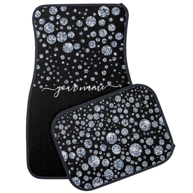 Silver Diamond Glitter Bling rhinestone Car Floor Mat (Set)