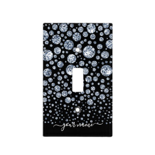 Silver Diamond Glitter Bling rhinestone Light Switch Cover