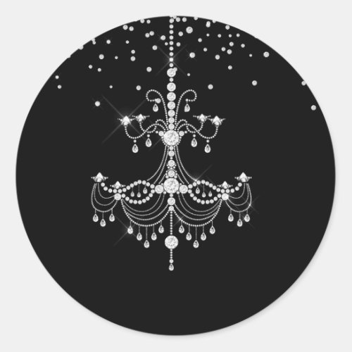 Silver Diamond Glitter Chandelier Sweet 16 Party Classic Round Sticker