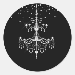 Silver Diamond Glitter Chandelier Sweet 16 Party Classic Round Sticker