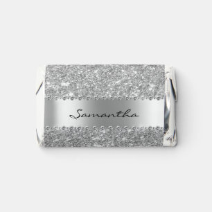 Silver Diamond Glitter Look Bling Monogram Hershey's Miniatures