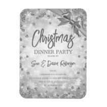 Silver Diamond Glitter Ribbon Xmas Holiday Invite  Magnet