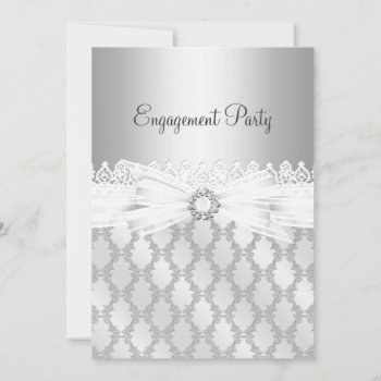 Silver Diamond & Lace Engagement Party Invitation by ExclusiveZazzle at Zazzle