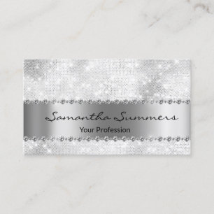 Silver Diamond Metal Elegant Customize Glitter Business Card