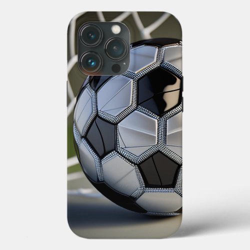 Silver Diamond Metallic  Soccer Ball I_Phone case