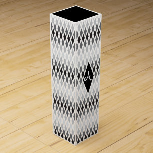 Silver Diamond Monogram Wine Box