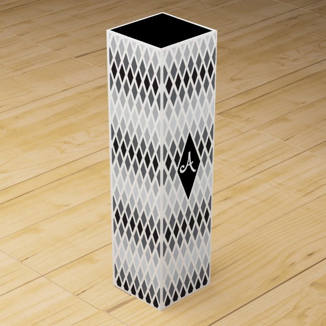 Silver Diamond Monogram Wine Box (Front)