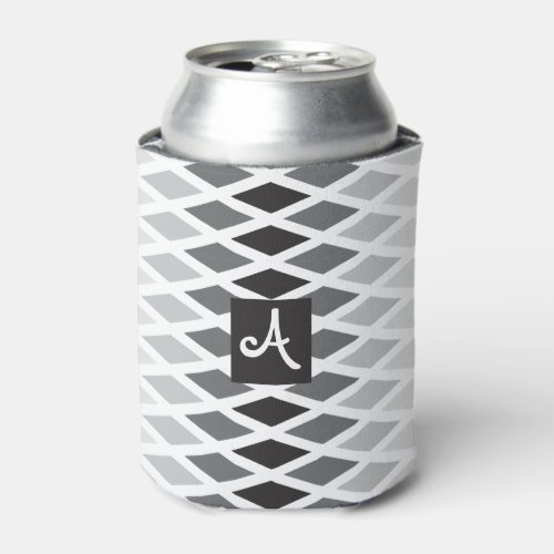 Silver Diamond Ombre Monogram Can Cooler