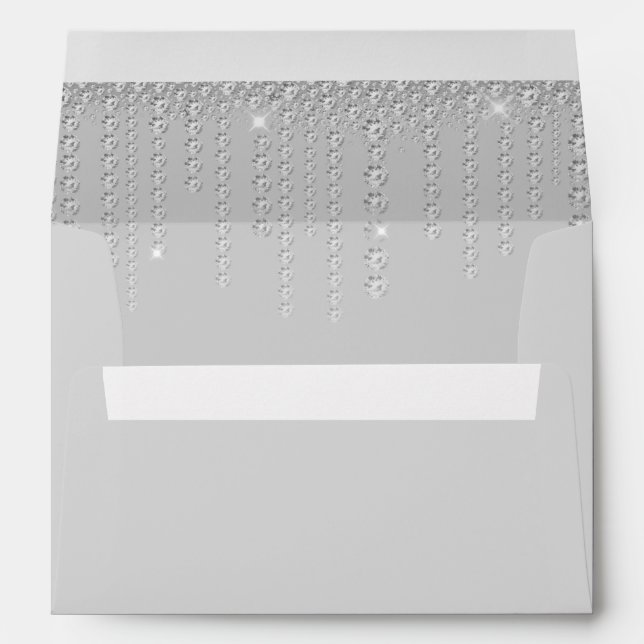 Silver Diamond Return Addressed Invitation Envelope (Back (Bottom))