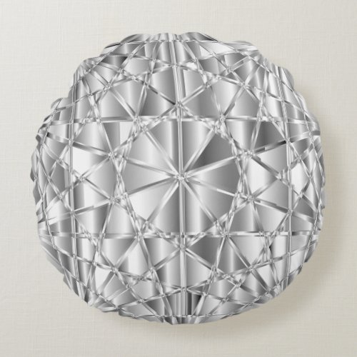 Silver Diamond Round Pillow