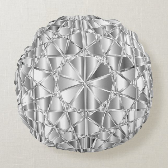 Silver Diamond Round Pillow (Front)