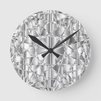 Silver Diamond Round Pillow Round Clock