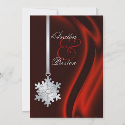 Silver Diamond Snowflake Red Silk Invitation