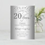 Silver Diamond Surprise 20th Anniversary Party Invitation (Standing Front)