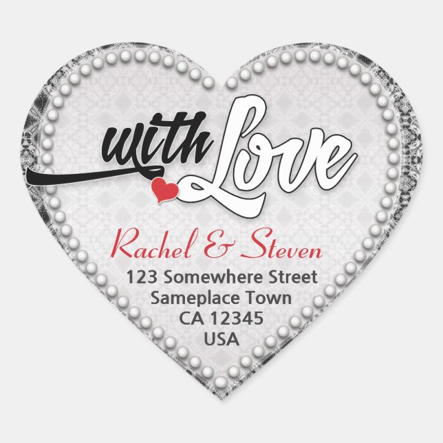 Silver Diamond Tapestry With Love Heart Sticker (Front)