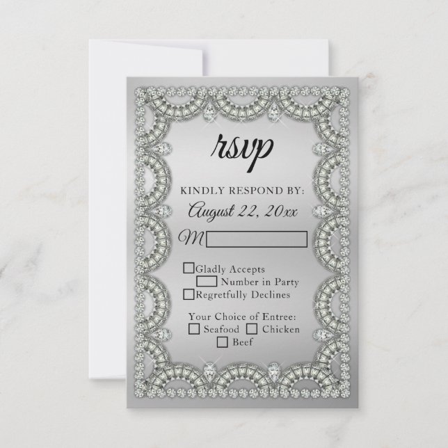 Silver | Diamond Wedding | Anniversary RSVP Card (Front)