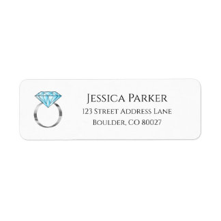 Silver Diamond Wedding Ring Engaged Return Address Label