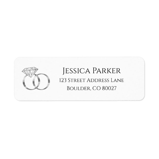 Silver Diamond Wedding Rings Return Address Label (Front)