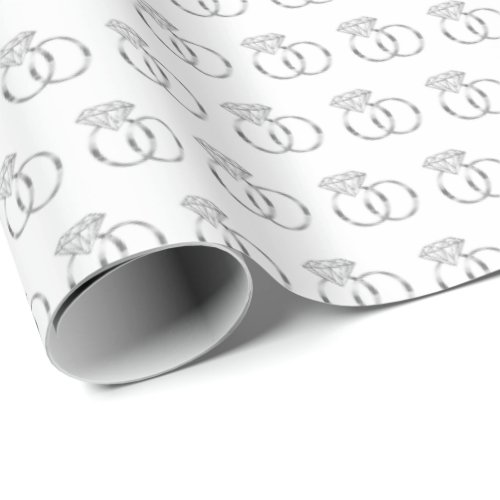 Silver Diamond Wedding Rings Wrapping Paper
