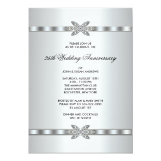 Silver Diamonds 25th Anniversary Party Invitation