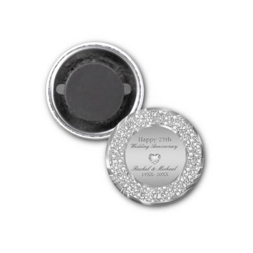 Silver Diamonds And Heart_ Anniversary Magnet