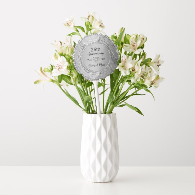 Silver Diamonds And Heart Balloon (Vase)