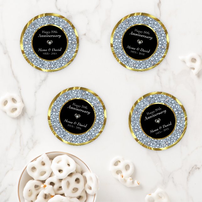 Silver Diamonds And Heart Coaster Set (In Situ)