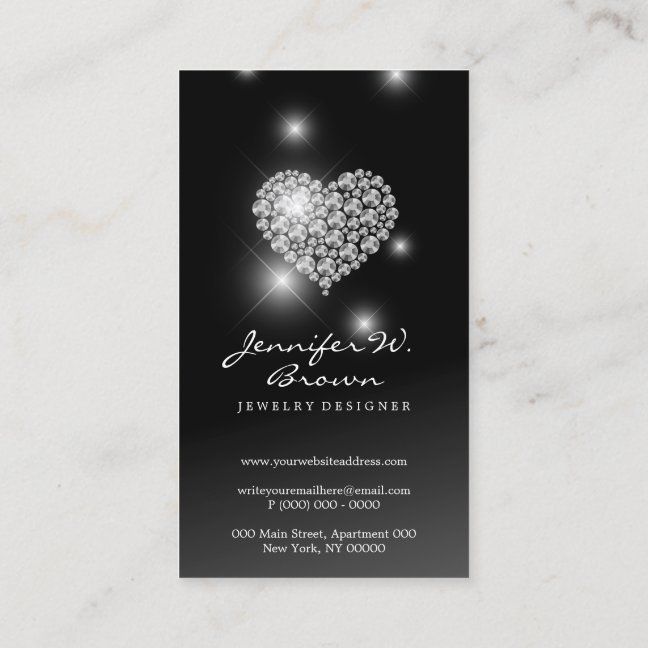 Silver Diamonds gems jewelry luxury Business Card