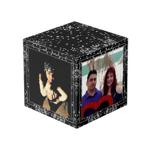 Silver Diamonds Glitter Black Personalized Custom Cube