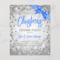 Silver Diamonds Glitter Blue Ribbon Christmas