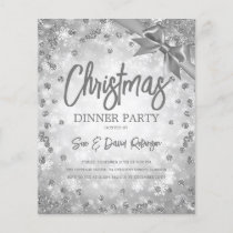 Silver Diamonds Glitter Christmas Holiday Invite Flyer