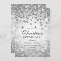 Silver Diamonds & Glitter Christmas Party Invitation