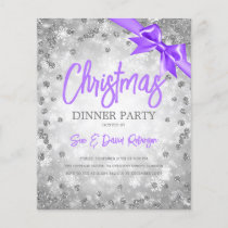 Silver Diamonds Glitter Christmas Purple Invite Flyer