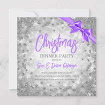 Silver Diamonds Glitter Purple Ribbon Christmas