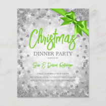 Silver Diamonds Green Glitter Christmas Invite  Flyer