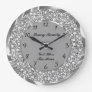 Silver Diamonds Heart 2 Large Clock