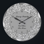 Silver Diamonds Heart Large Clock<br><div class="desc">Encrusted diamonds and silver heart ( image not real or fake diamonds).</div>