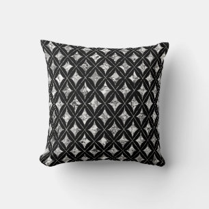 Silver Diamonds on Black Throw Pillow