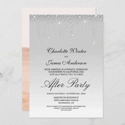 Silver Diamonds Photo Wedding After Party Invitation