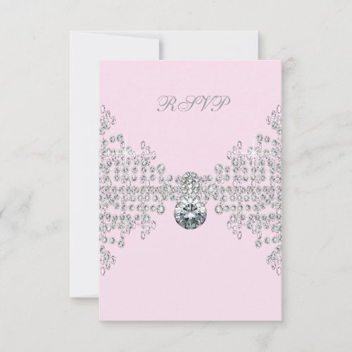 Silver Diamonds Pink Sweet 16 Birthday Party RSVP Custom Invitation