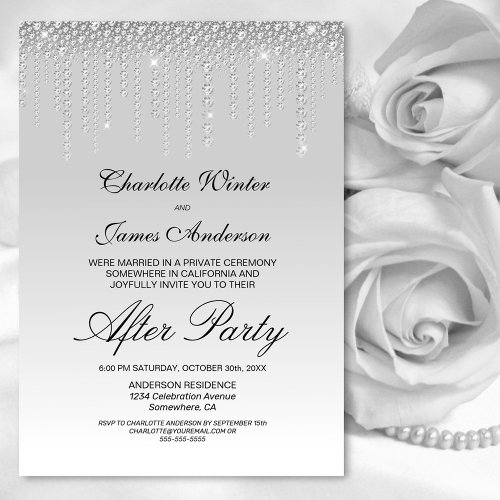 Silver Diamonds Wedding After Party Invitation