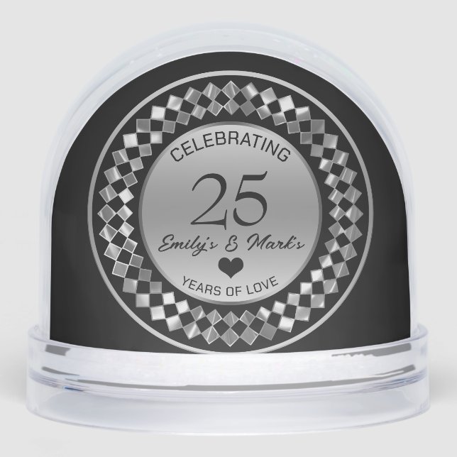 Silver Diamonds Wedding Anniversary Snow Globe (Front)